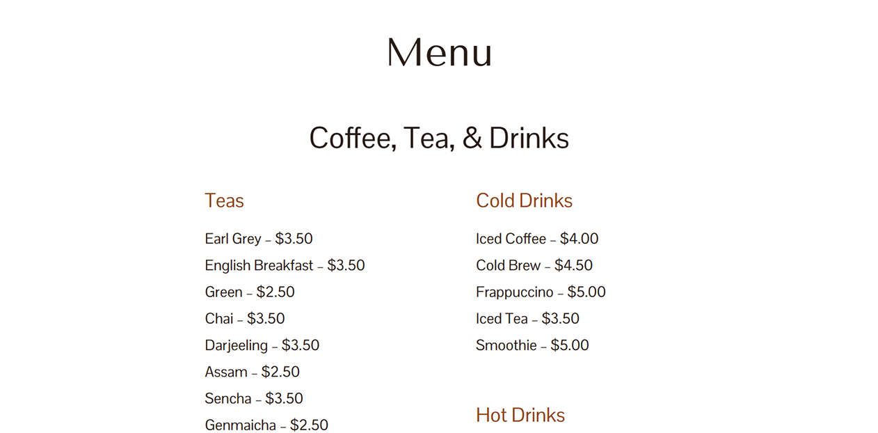 Menu
